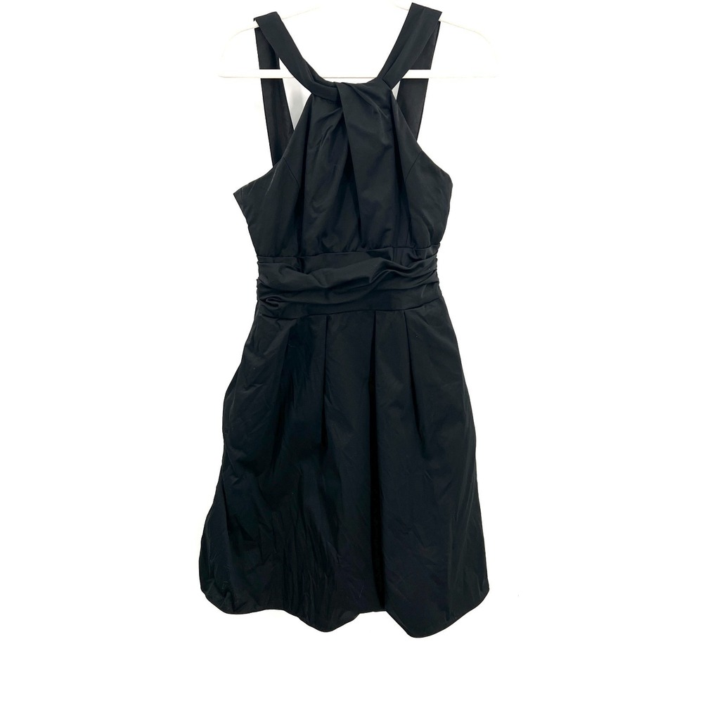 Davids Bridal‎ Black halter top mini little LBD wedding guest Paper bag dress 6